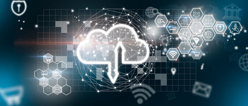 The cloud icon as a Cloud computing, Technology connectivity concept. Ddos Protection Denial Of Service Security. Security in the face of a Ddos attack