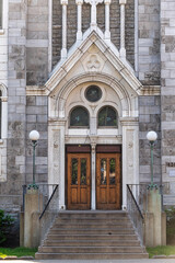 Architecture detail of the Notre-Dame de Lourdes church in Montreal, Canada