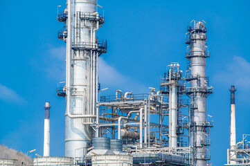 Industrial zone,The equipment of oil refining,Close-up of industrial pipelines of an oil-refinery plant,Detail of oil pipeline with valves in large oil refinery.