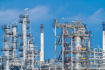 Industrial zone,The equipment of oil refining,Close-up of industrial pipelines of an oil-refinery plant,Detail of oil pipeline with valves in large oil refinery.