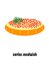  delicious sandwich with butter, dill and red caviar