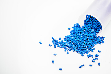 Fototapeta premium Plastic granules close up for holding,Colorful Plastic granules with white background.