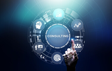 Business consulting concept on the virtual screen.