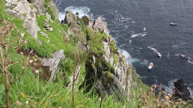 Skellig Michael, view of the ocean from the summit.