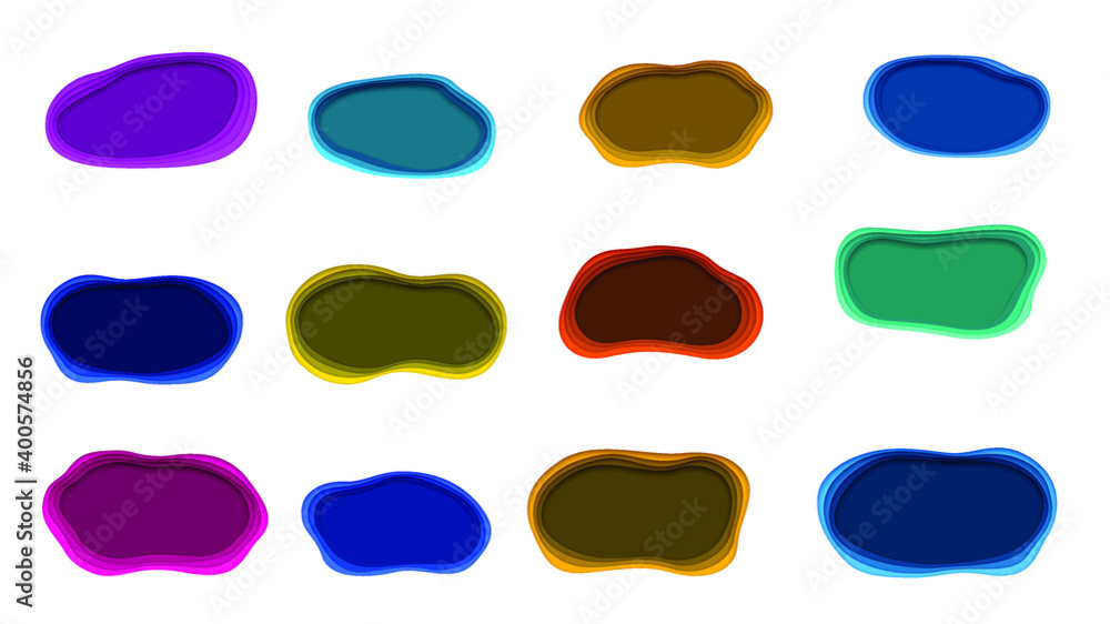 Poster set abstract collection paper cut different figures shapes background shadows vector design style te
