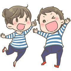 ペアルックの男女