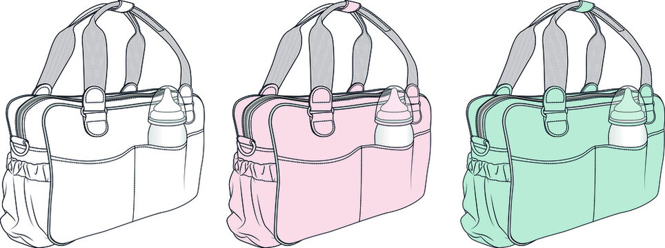 BABY care bag template vector sketch
