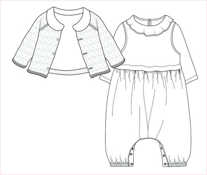 BABY DRESS DESIGN VECTOR FLAT SKETCH