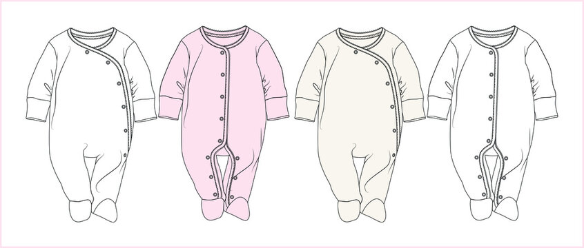 Baby Romper. Baby clothes Flat Sketch. vector illustration
