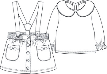 Baby clothes vector template. Flat sketch