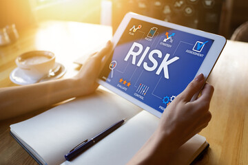 Risk management business and technology concept on virtual screen.
