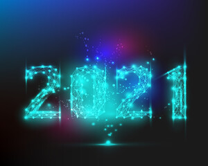 2021 Happy new year geometric polygonal technology design