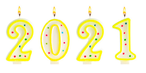 2021 Happy new year burning party candles