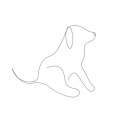 Cute puppy dog silhouette line drawing, vector illustration