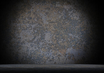 Pale chipped gray paint on concrete wall and floor 3d rendering