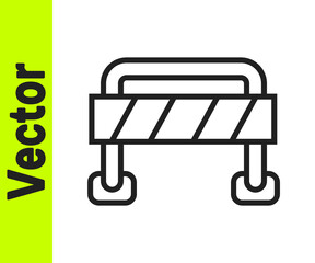 Black line Road barrier icon isolated on white background. Symbol of restricted area which are in under construction processes. Repair works. Vector.