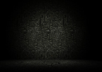 Dark and mystic wooden background with wall and floor 3d rendering