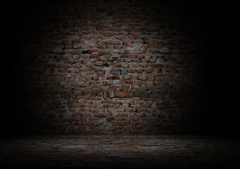 Pattern of different types of bricks on wall and floor 3d rendering