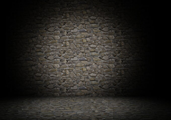 Smooth rocks on back wall and floor showing great texture and background image 3d rendering