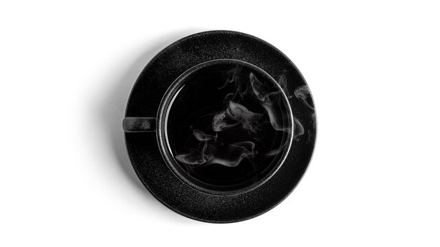 Espresso in a black cup isolated on a white background. High quality photo