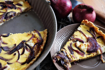 homemade french onion tarte - traditional comfort food