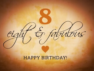 Retro happy birthday card illustration