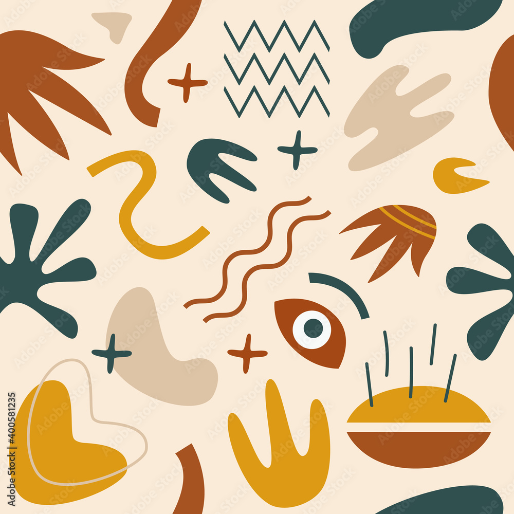 Aufkleber Vector seamless pattern of abstract  various  shapes in flat style . Trendy organic and minimalistic design for banner, cover, wallpaper, stories background decoration. EPS 10