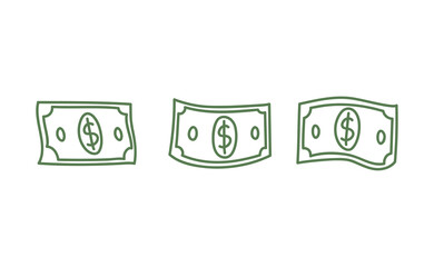 Hand drawn dollar bills. Money cash illustration. Hand drawn money symbol.