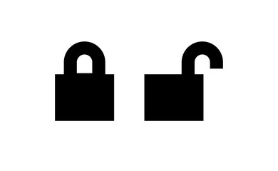 Lock icon in flat style. Security symbol vector illustration. Padlock open an closed.