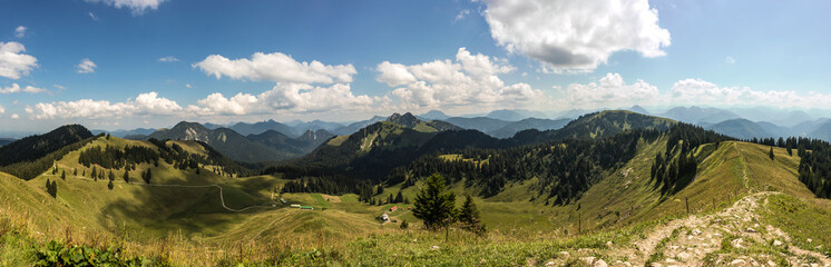 Fototapeta na wymiar Mountain panorama from Ochsenkamp mountain in Bavaria, Germany