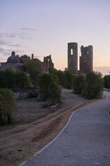 Fototapeta na wymiar Historic city castle of Montemor o Novo in ruins in Alentejo at sunset, Portugal