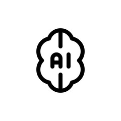 Artificial Intelligence AI Techno Present and Future Outline Icon, Logo, Vector