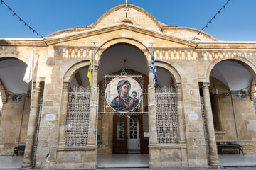 Panayia Phaneromenis Church in Nicosia of Cyprus. An old Greek orthodox church stands proud in the heart of Nicosia among the cafes, restaurants and other shops