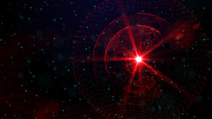 Digital red planet of Earth, 3D animation