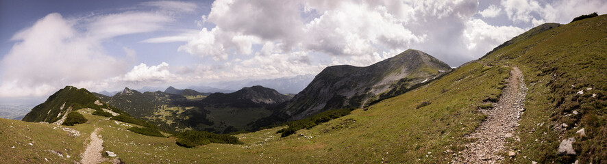 Mountain view from Weilheimer hut, Estergebirge mountains in Bavaria, Germany