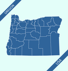 Oregon county map vector outlines