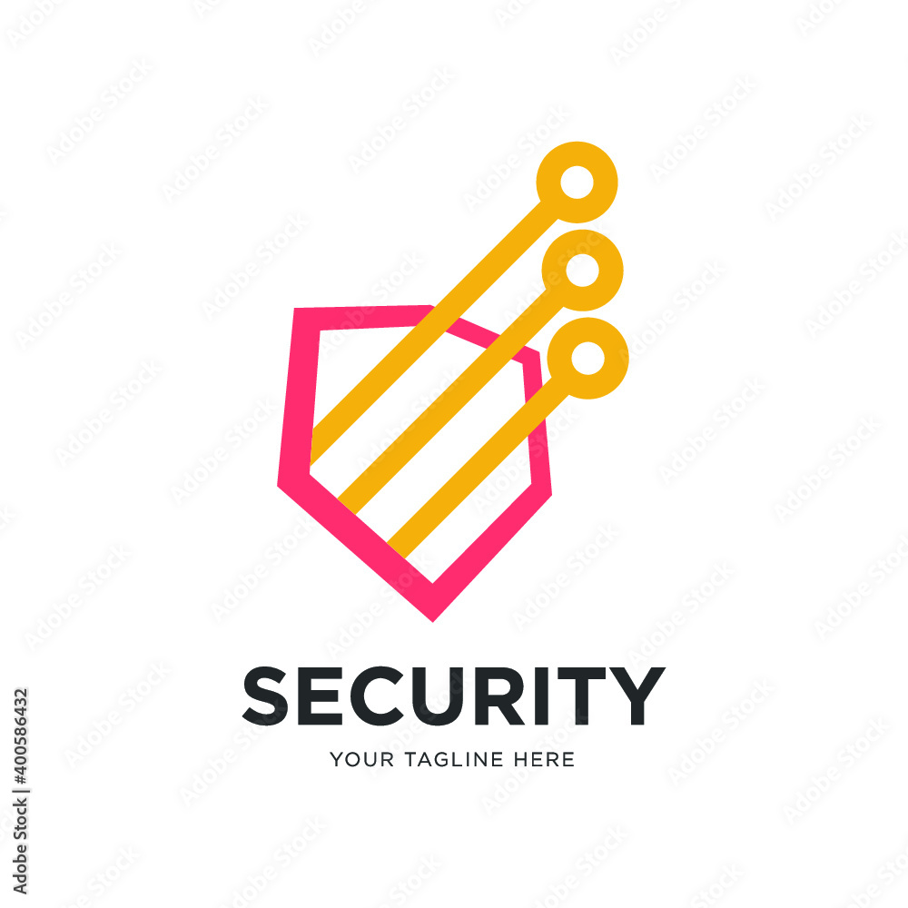 Poster tech shield security logo design template element