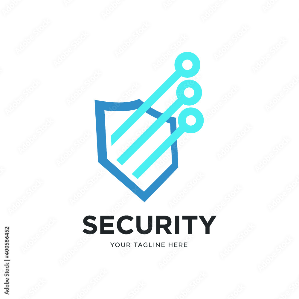 Poster tech shield security logo design template element