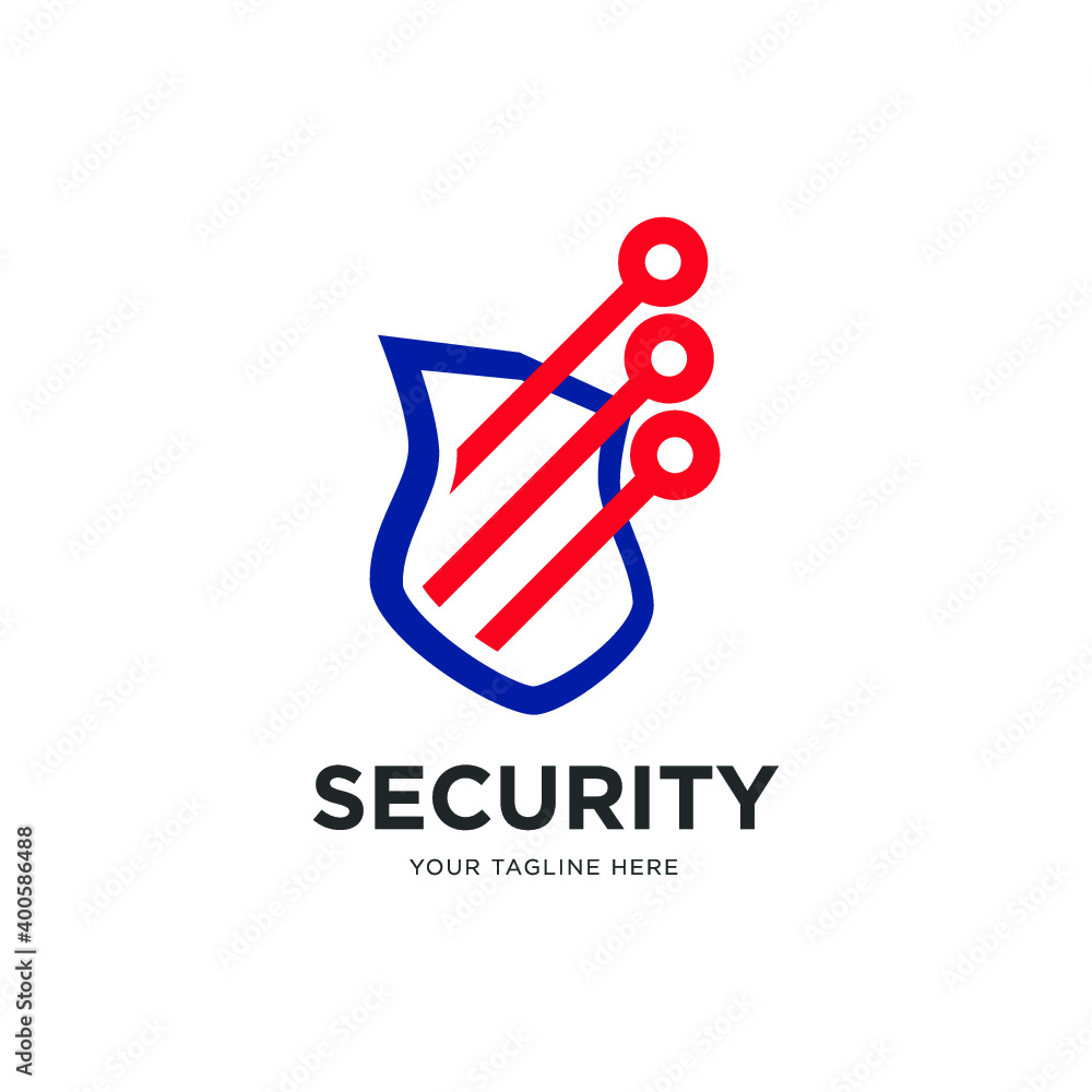 Poster tech shield security logo design template element