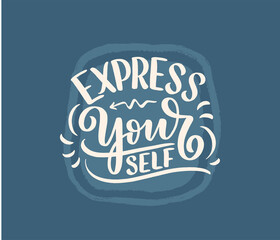 Be yourself lettering slogan. Funny quote for blog, poster and print design. Modern calligraphy text about selfcare. Vector