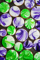 Sugar cookies with marbled royal icing