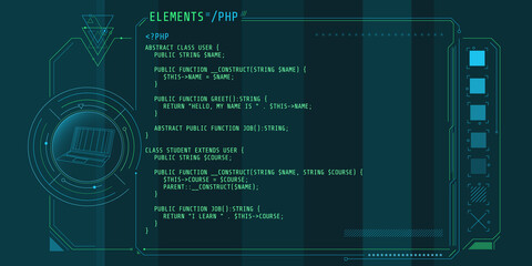 HUD interface elements with part of the code PHP.