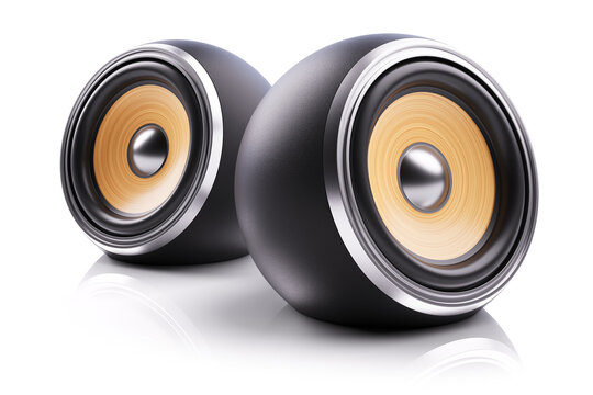 Desktop spherical speakers isolated on white background 3d