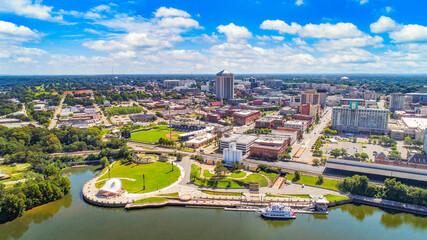 Montgomery, Alabama, USA Downtown Drone Skyline Aerial Panorama - obrazy, fototapety, plakaty
