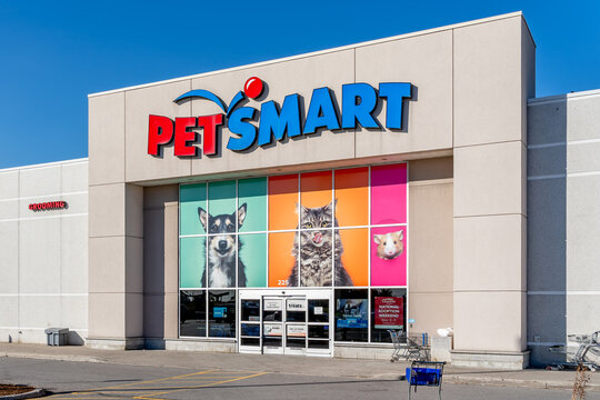 Richmond Hill, Ontario, Canada - October 30, 2018: PetSmart storefront.
PetSmart Inc. is an American retail chain that is engaged in the sale of pet animal products and services. 
