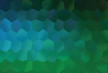 Obraz premium Dark Blue, Green vector backdrop with hexagons.