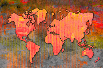 Global warming world map abstract with grunge effect