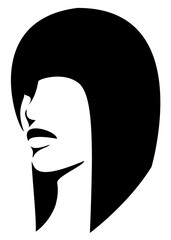 Lady head profile silhouette. The woman has a stylish hairstyle. The girl has short hair. Vector illustration.