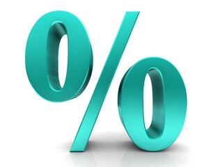 Percentage percent % symbol sign 3d blue turquoise