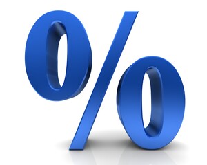 Percentage symbol percent sign blue interest rate price discount offer tag label 3d